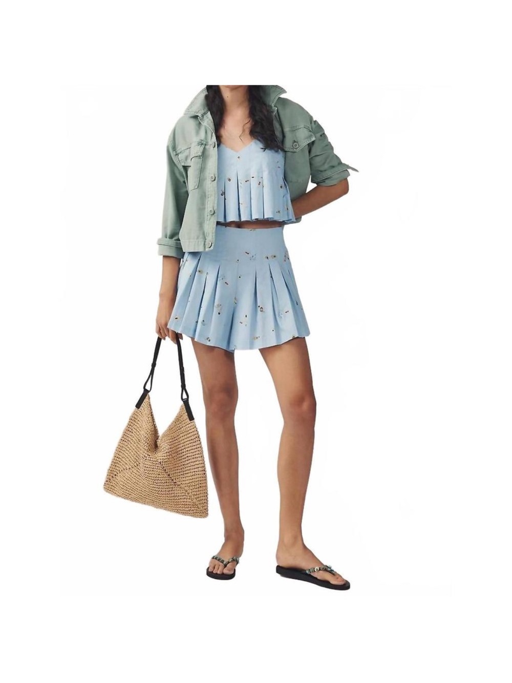 Tuckernuck EN SAISON zoey pleated skirty shorts in blue - Picture 2 of 7